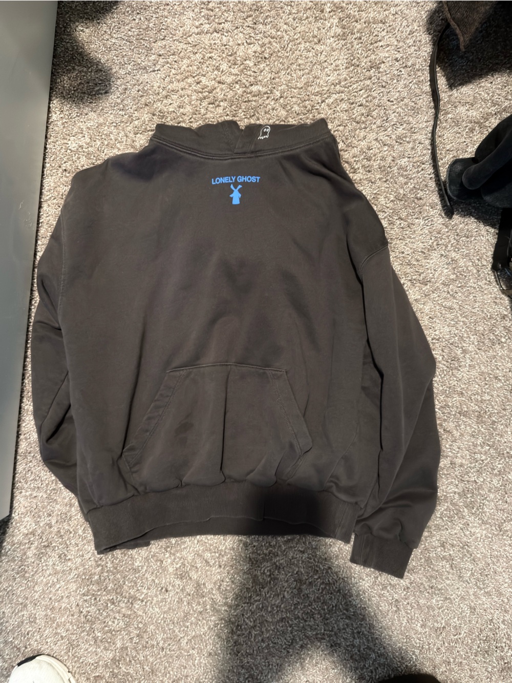LONELY GHOST Black Athletic Shorts with Blue Logo